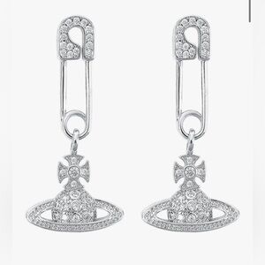 vivienne westwood Crystal saturn Safety Pin Revamped Dangle earrings